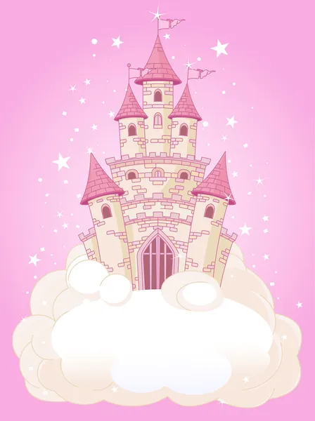 Castillo de cielo rosa — Vector de stock
