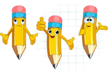 Pencil Character facial expressions and posing clipart