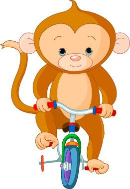 Monkey on Bicycle clipart