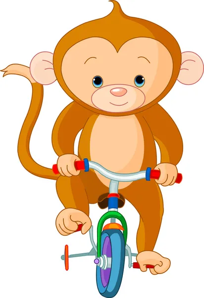Monkey on Bicycle — Stock Vector