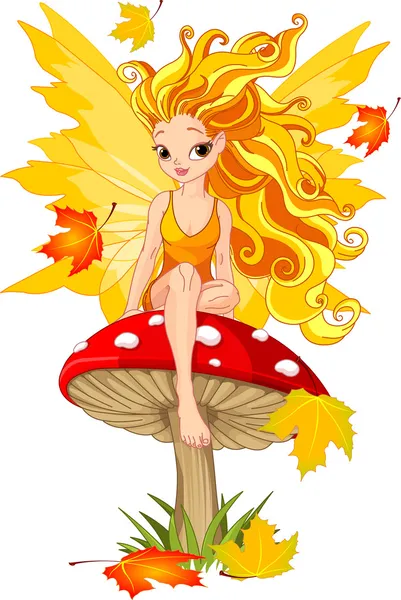 Hösten fairy på svamp — Stock vektor