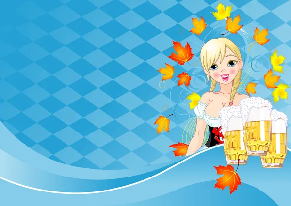 Oktoberfest meisje uitnodigingskaart — Stockvector