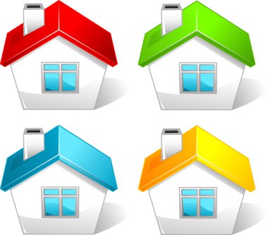 Colored house icons clipart