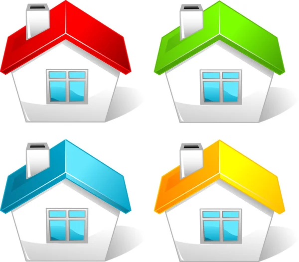 Iconos de casa de colores — Vector de stock