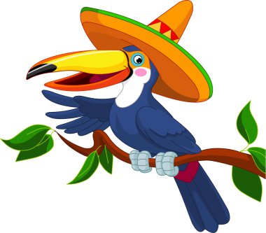 Toucan with sombrero clipart