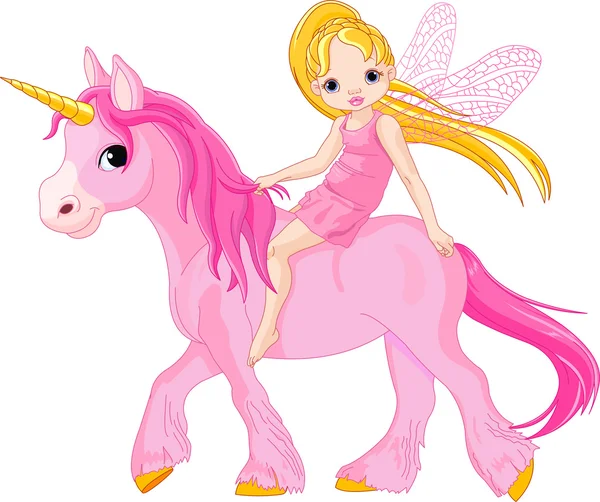 Fairy on unicorn — Stock Vector
