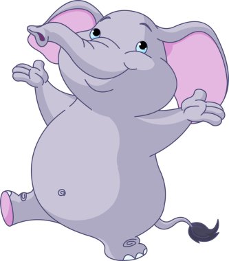 Cute dancing elephant clipart