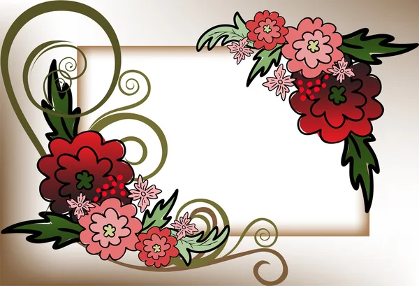 Cadre de fleurs rouges — Image vectorielle