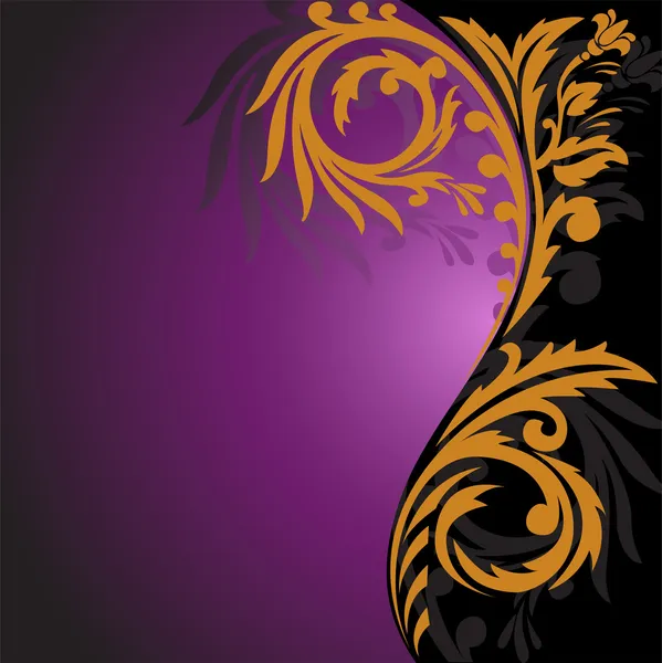 黑色和紫色背景上的黄金饰品 — 图库矢量图片