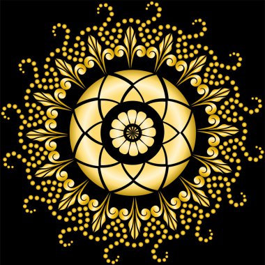 Golden mandala on the black clipart