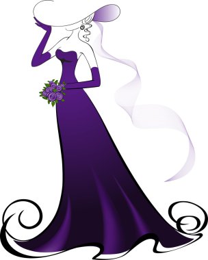 Lady in a hat with a tail clipart