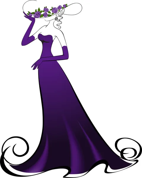 紫色のドレスの女性 — ストックベクタ