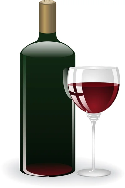 Bicchiere e bottiglia di vino — Vettoriale Stock