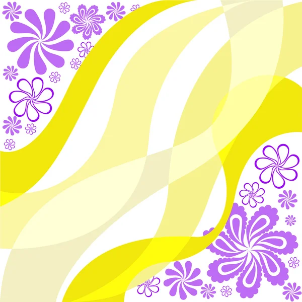 Purple flowers on a yellow — Stock Vector