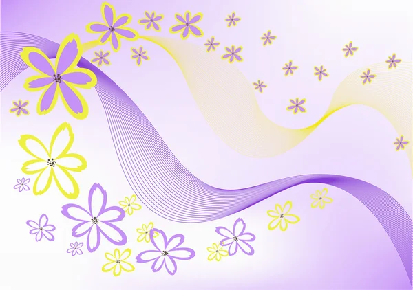 Flores sobre fondo púrpura — Vector de stock