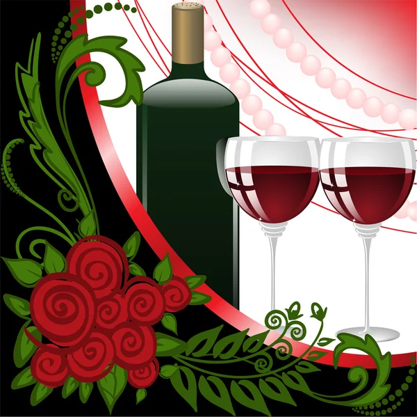 Perles et vin — Image vectorielle