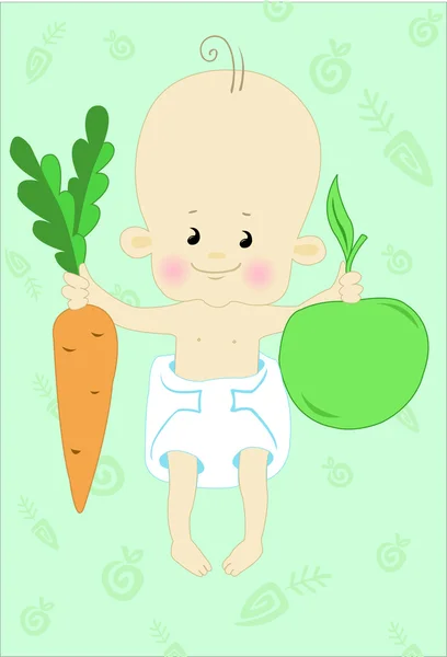 Enfant et fruits — Image vectorielle