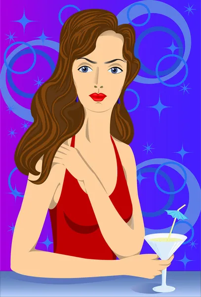 The girl with a glass — Stock Vector