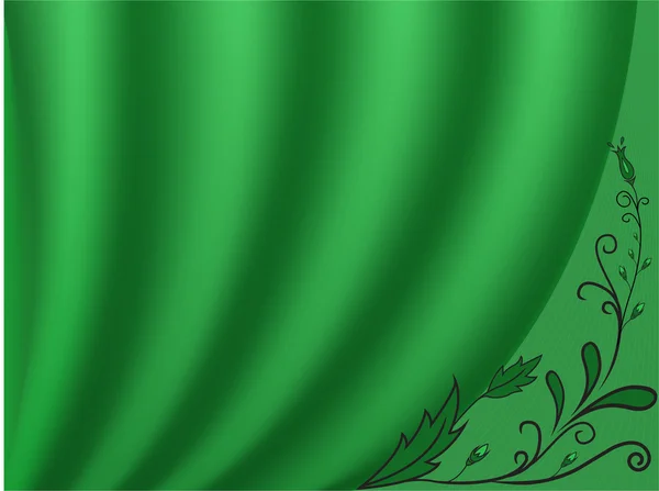 Grüner Vorhang mit hellem Hintergrund — Stockvektor