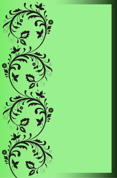 Bordo verde con ornamenti floreali — Vettoriale Stock