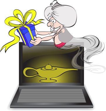 Genie out of the laptop clipart