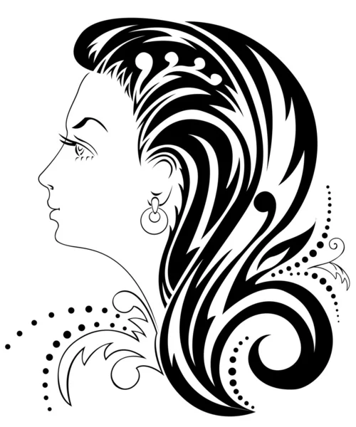 La silueta de la cabeza femenina — Vector de stock