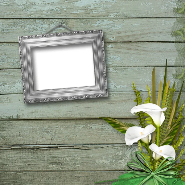 Grunge frame with bunch of flower on the abstract background — Stock Photo, Image