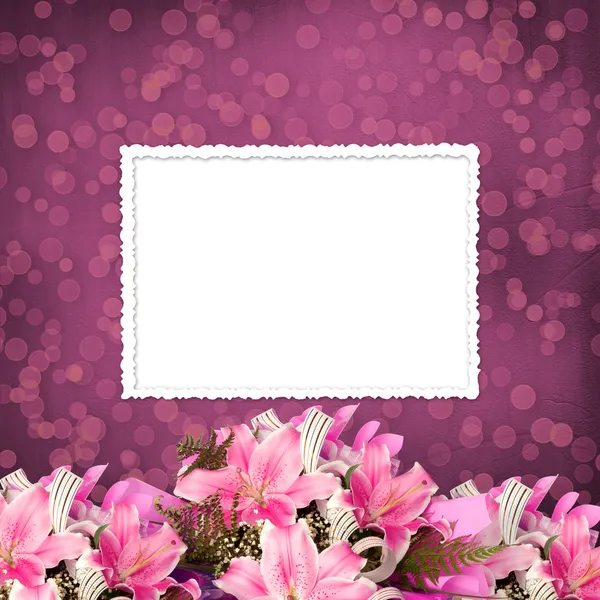 Grunge paper for invitation or congratulations with a bouquet of — Stock Photo, Image