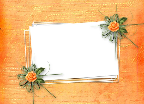 Grunge paper for congratulation with painting rose — Stock Photo, Image