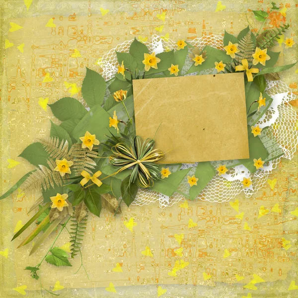 Karta zaproszenie lub gratulacje z kiść kwiat — Zdjęcie stockowe