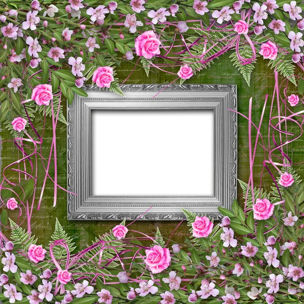 Écriture de fond abstrait avec papier et beau bouq floral — Photo