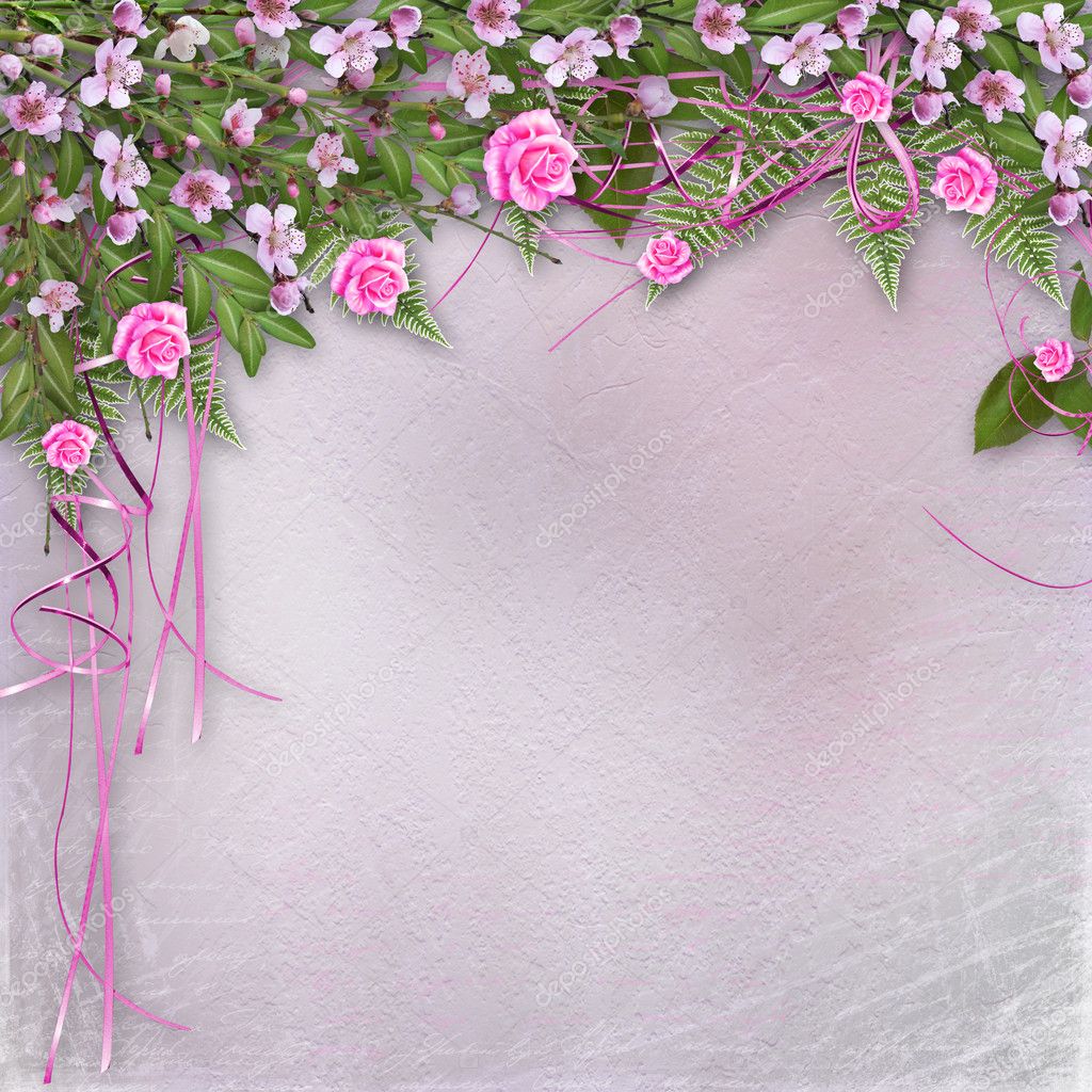 Writing abstract background with floral beautiful bouquet