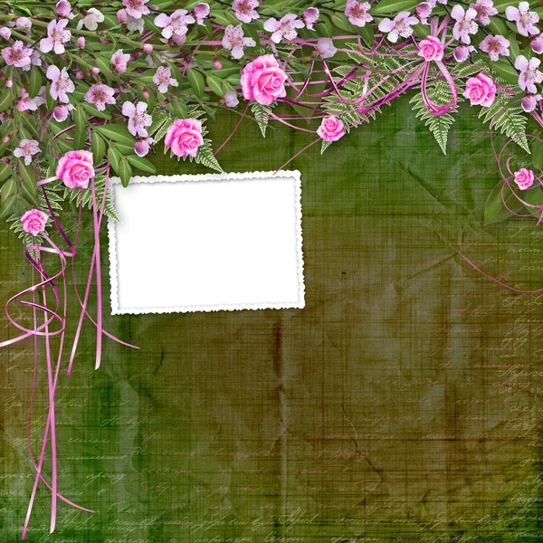 Написання абстрактного фону з рамкою і квітковим красивим буком — стокове фото