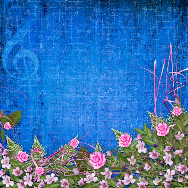 Escrevendo fundo abstrato com floral belo buquê — Fotografia de Stock
