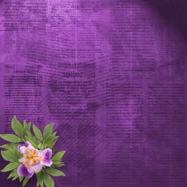 Old newspaper background with bunch of flower clipart