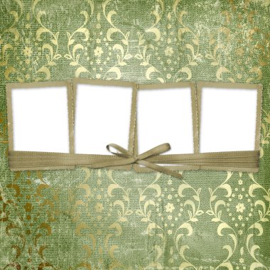 Four frames with ribbons and bow to old photos clipart