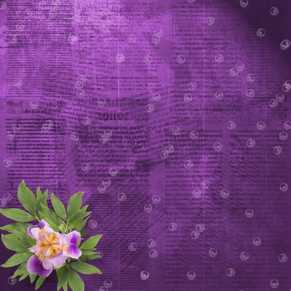 Gammal tidning bakgrund med massa blomma — Stockfoto