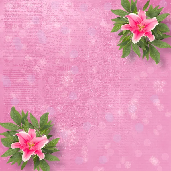 Old newspaper background with bunch of flower — Stock Photo, Image