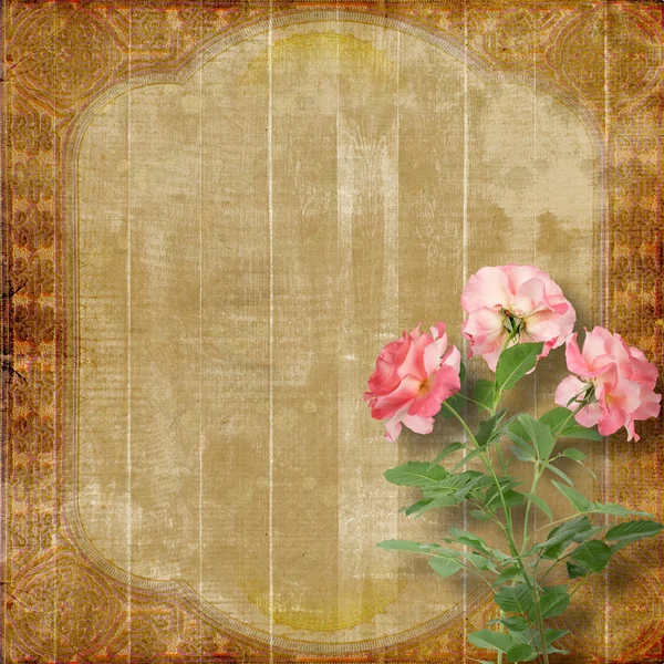 Grunge achtergrond voor heilwens met mooie roos — Stockfoto