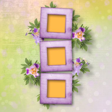 Old newspaper background with frame and bunch of flower clipart