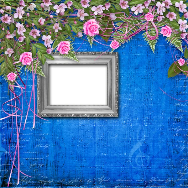 写作与纸和花卉美丽 bouq 抽象背景 — 图库照片