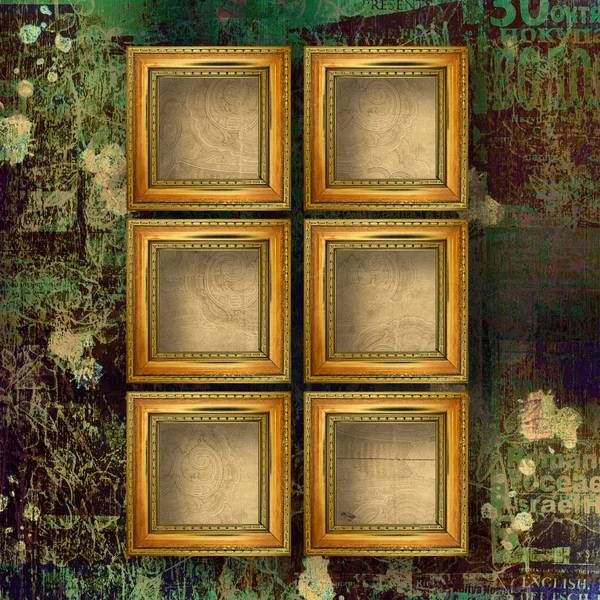 Old wooden frames for photo on the abstract paper background — Stock Photo, Image