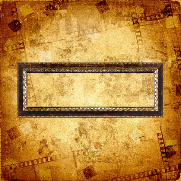 Old gold frame on the abstract background