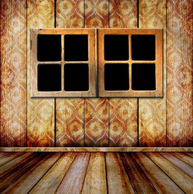 Grunge portholes on the ancient wooden background clipart