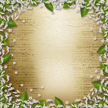 Writing abstract background with frame floral beautiful bouque clipart