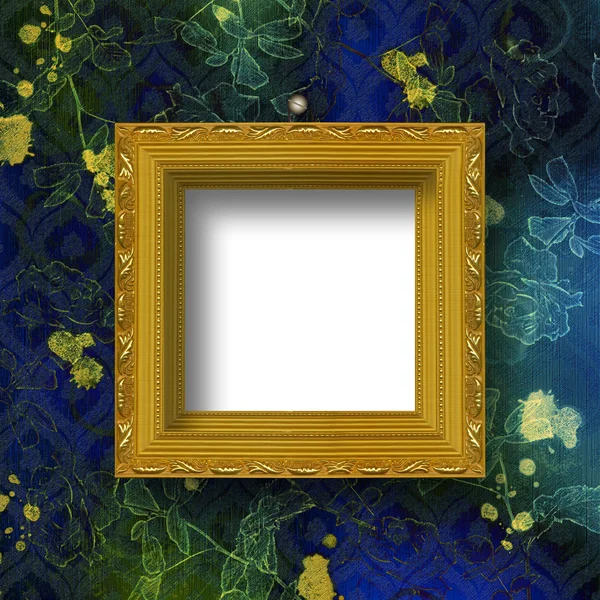 Old wooden frame for photo on the abstract paper background — Stock Photo, Image