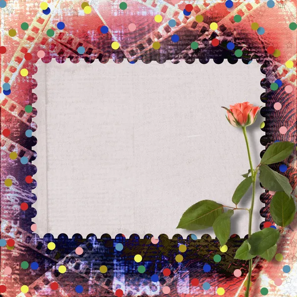 Alte Papiere und Grunge-Filmstreifen mit schönen Rosen — Stockfoto