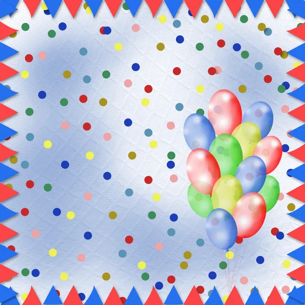明亮的五彩的背景与气球和五彩纸屑 — 图库照片