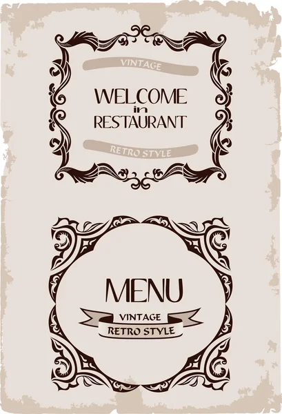 Vector vintage restaurant retro frame background paper — Stock Vector