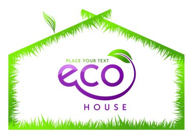 Eco green grass house isolated clipart